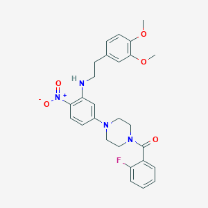 molecular formula C27H29FN4O5 B5091969 N-[2-(3,4-DIMETHOXYPHENYL)ETHYL]-5-[4-(2-FLUOROBENZOYL)PIPERAZIN-1-YL]-2-NITROANILINE 
