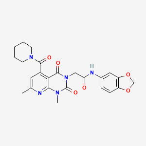 molecular formula C24H25N5O6 B5092066 N-(2H-1,3-BENZODIOXOL-5-YL)-2-[1,7-DIMETHYL-2,4-DIOXO-5-(PIPERIDINE-1-CARBONYL)-1H,2H,3H,4H-PYRIDO[2,3-D]PYRIMIDIN-3-YL]ACETAMIDE 