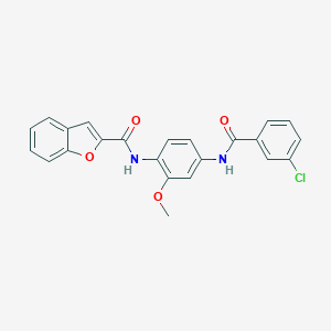 molecular formula C23H17ClN2O4 B509219 N-[4-[(3-chlorobenzoyl)amino]-2-methoxyphenyl]-1-benzofuran-2-carboxamide CAS No. 425418-98-0