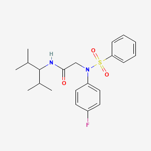 molecular formula C21H27FN2O3S B5092306 N-(2,4-dimethylpentan-3-yl)-N~2~-(4-fluorophenyl)-N~2~-(phenylsulfonyl)glycinamide 