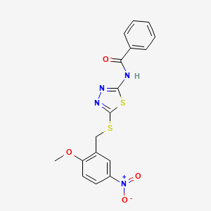 molecular formula C17H14N4O4S2 B5092336 N-[5-[(2-methoxy-5-nitrophenyl)methylsulfanyl]-1,3,4-thiadiazol-2-yl]benzamide 