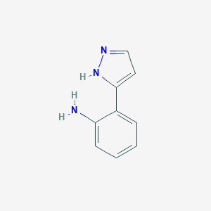 molecular formula C9H9N3 B050928 2-(1H-Pyrazol-3-yl)aniline CAS No. 111562-32-4