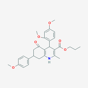 molecular formula C29H33NO6 B5093158 Propyl 4-(2,4-dimethoxyphenyl)-7-(4-methoxyphenyl)-2-methyl-5-oxo-1,4,5,6,7,8-hexahydroquinoline-3-carboxylate 