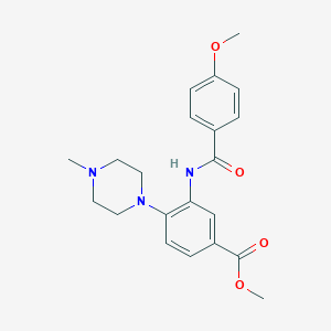 molecular formula C21H25N3O4 B509469 Methyl 3-[(4-methoxybenzoyl)amino]-4-(4-methyl-1-piperazinyl)benzoate CAS No. 879075-07-7