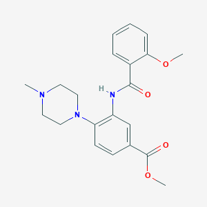 molecular formula C21H25N3O4 B509470 methyl 3-[(2-methoxybenzoyl)amino]-4-(4-methyl-1-piperazinyl)benzoate CAS No. 876889-22-4