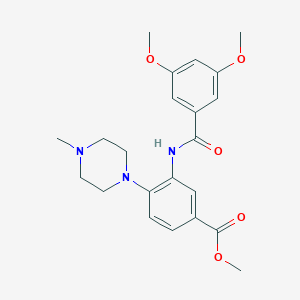 molecular formula C22H27N3O5 B509472 methyl 3-[(3,5-dimethoxybenzoyl)amino]-4-(4-methyl-1-piperazinyl)benzoate CAS No. 878690-95-0