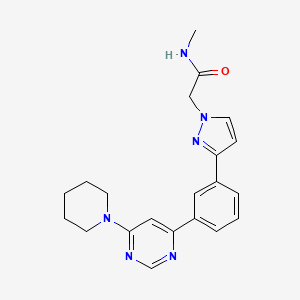 molecular formula C21H24N6O B5095674 N-methyl-2-(3-{3-[6-(1-piperidinyl)-4-pyrimidinyl]phenyl}-1H-pyrazol-1-yl)acetamide 