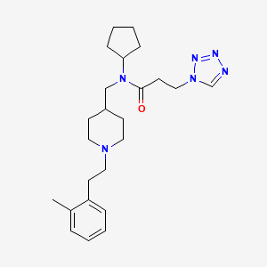 molecular formula C24H36N6O B5095723 N-cyclopentyl-N-[[1-[2-(2-methylphenyl)ethyl]piperidin-4-yl]methyl]-3-(tetrazol-1-yl)propanamide 