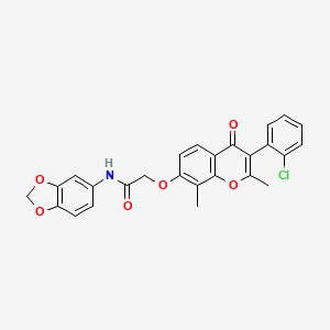 molecular formula C26H20ClNO6 B5095826 N-(1,3-benzodioxol-5-yl)-2-[3-(2-chlorophenyl)-2,8-dimethyl-4-oxochromen-7-yl]oxyacetamide 