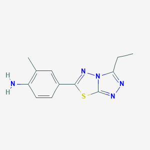 molecular formula C12H13N5S B509583 4-(3-Ethyl-[1,2,4]triazolo[3,4-b][1,3,4]thiadiazol-6-yl)-2-methylaniline CAS No. 874468-50-5