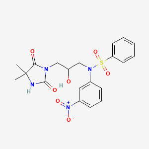 molecular formula C20H22N4O7S B5095836 N-[3-(4,4-dimethyl-2,5-dioxoimidazolidin-1-yl)-2-hydroxypropyl]-N-(3-nitrophenyl)benzenesulfonamide 