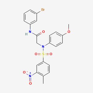 molecular formula C22H20BrN3O6S B5095844 N-(3-bromophenyl)-2-(4-methoxy-N-(4-methyl-3-nitrophenyl)sulfonylanilino)acetamide CAS No. 6168-52-1