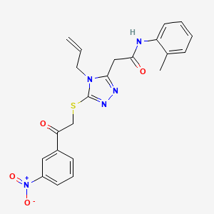 molecular formula C22H21N5O4S B5096019 N-(2-methylphenyl)-2-[5-{[2-(3-nitrophenyl)-2-oxoethyl]sulfanyl}-4-(prop-2-en-1-yl)-4H-1,2,4-triazol-3-yl]acetamide 