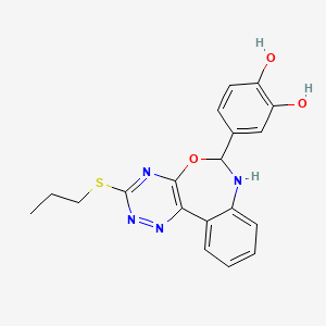 molecular formula C19H18N4O3S B5096085 4-(3-Propylsulfanyl-6,7-dihydro-[1,2,4]triazino[5,6-d][3,1]benzoxazepin-6-yl)benzene-1,2-diol 