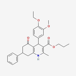 molecular formula C29H33NO5 B5096295 Propyl 4-(4-ethoxy-3-methoxyphenyl)-2-methyl-5-oxo-7-phenyl-1,4,5,6,7,8-hexahydroquinoline-3-carboxylate 