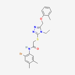 molecular formula C22H25BrN4O2S B5096370 N-(2-bromo-4,5-dimethylphenyl)-2-({4-ethyl-5-[(2-methylphenoxy)methyl]-4H-1,2,4-triazol-3-yl}sulfanyl)acetamide 