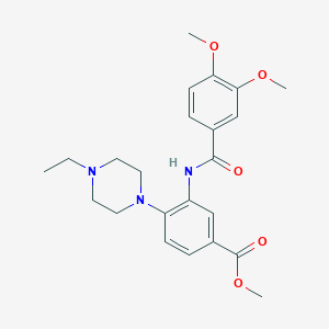 molecular formula C23H29N3O5 B509643 Methyl 3-[(3,4-dimethoxybenzoyl)amino]-4-(4-ethyl-1-piperazinyl)benzoate CAS No. 767299-86-5