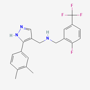 molecular formula C20H19F4N3 B5096436 N-[[5-(3,4-dimethylphenyl)-1H-pyrazol-4-yl]methyl]-1-[2-fluoro-5-(trifluoromethyl)phenyl]methanamine 
