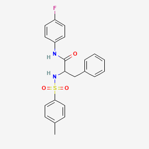 molecular formula C22H21FN2O3S B5096494 N-(4-fluorophenyl)-2-[(4-methylphenyl)sulfonylamino]-3-phenylpropanamide 
