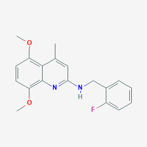 molecular formula C19H19FN2O2 B5096575 N-[(2-fluorophenyl)methyl]-5,8-dimethoxy-4-methylquinolin-2-amine 