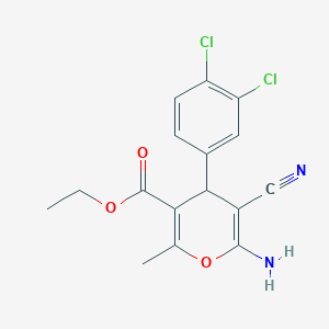 molecular formula C16H14Cl2N2O3 B5096916 ethyl 6-amino-5-cyano-4-(3,4-dichlorophenyl)-2-methyl-4H-pyran-3-carboxylate 