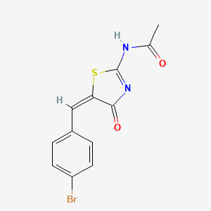 molecular formula C12H9BrN2O2S B5096946 N-[(5E)-5-[(4-BROMOPHENYL)METHYLIDENE]-4-OXO-4,5-DIHYDRO-1,3-THIAZOL-2-YL]ACETAMIDE 