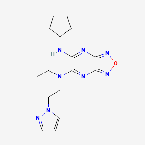molecular formula C16H22N8O B5097008 N'-cyclopentyl-N-ethyl-N-[2-(1H-pyrazol-1-yl)ethyl][1,2,5]oxadiazolo[3,4-b]pyrazine-5,6-diamine 