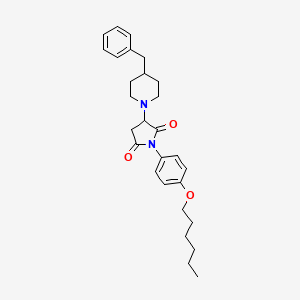 molecular formula C28H36N2O3 B5097544 3-(4-benzyl-1-piperidinyl)-1-[4-(hexyloxy)phenyl]-2,5-pyrrolidinedione 