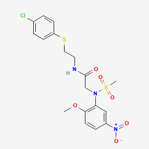 molecular formula C18H20ClN3O6S2 B5097658 N~1~-{2-[(4-chlorophenyl)thio]ethyl}-N~2~-(2-methoxy-5-nitrophenyl)-N~2~-(methylsulfonyl)glycinamide 