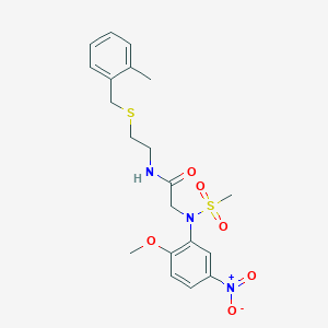 molecular formula C20H25N3O6S2 B5097804 N~2~-(2-methoxy-5-nitrophenyl)-N~1~-{2-[(2-methylbenzyl)thio]ethyl}-N~2~-(methylsulfonyl)glycinamide 