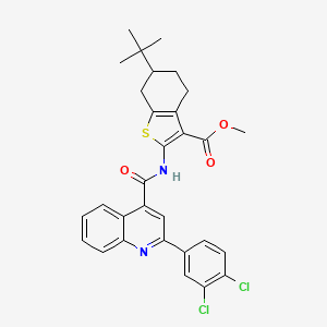 molecular formula C30H28Cl2N2O3S B5097831 Methyl 6-tert-butyl-2-({[2-(3,4-dichlorophenyl)quinolin-4-yl]carbonyl}amino)-4,5,6,7-tetrahydro-1-benzothiophene-3-carboxylate 