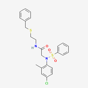 molecular formula C24H25ClN2O3S2 B5097982 N~1~-[2-(benzylthio)ethyl]-N~2~-(4-chloro-2-methylphenyl)-N~2~-(phenylsulfonyl)glycinamide 