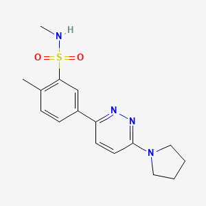 molecular formula C16H20N4O2S B5098321 N,2-dimethyl-5-[6-(1-pyrrolidinyl)-3-pyridazinyl]benzenesulfonamide 