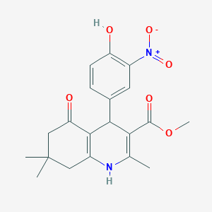 molecular formula C20H22N2O6 B5098343 Methyl 4-(4-hydroxy-3-nitrophenyl)-2,7,7-trimethyl-5-oxo-1,4,5,6,7,8-hexahydroquinoline-3-carboxylate 