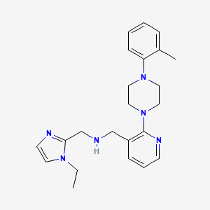 molecular formula C23H30N6 B5098399 N-[(1-ethylimidazol-2-yl)methyl]-1-[2-[4-(2-methylphenyl)piperazin-1-yl]pyridin-3-yl]methanamine 