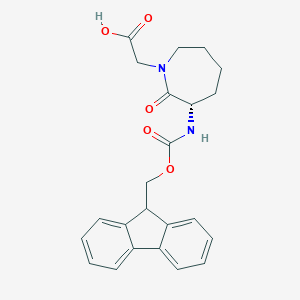 molecular formula C23H24N2O5 B050984 (S)-2-(3-((((9H-Fluoren-9-yl)methoxy)carbonyl)amino)-2-oxoazepan-1-yl)acetic acid CAS No. 142855-79-6