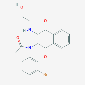 molecular formula C20H17BrN2O4 B5098523 N-(3-bromophenyl)-N-[3-(2-hydroxyethylamino)-1,4-dioxonaphthalen-2-yl]acetamide 