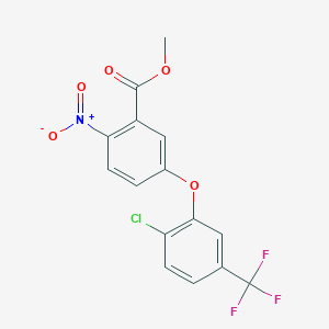 molecular formula C15H9ClF3NO5 B050989 Methyl 5-(2-chloro-5-(trifluoromethyl)phenoxy)-2-nitrobenzoate CAS No. 121325-44-8