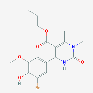 molecular formula C17H21BrN2O5 B5098907 Propyl 4-(3-bromo-4-hydroxy-5-methoxyphenyl)-1,6-dimethyl-2-oxo-1,2,3,4-tetrahydropyrimidine-5-carboxylate 