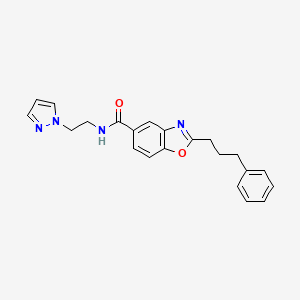 molecular formula C22H22N4O2 B5098933 2-(3-phenylpropyl)-N-[2-(1H-pyrazol-1-yl)ethyl]-1,3-benzoxazole-5-carboxamide 