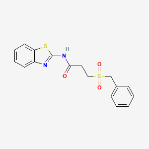 molecular formula C17H16N2O3S2 B5098942 N-(1,3-BENZOTHIAZOL-2-YL)-3-PHENYLMETHANESULFONYLPROPANAMIDE 