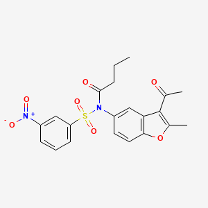 molecular formula C21H20N2O7S B5098943 N-(3-Acetyl-2-methyl-1-benzofuran-5-YL)-N-(3-nitrobenzenesulfonyl)butanamide 
