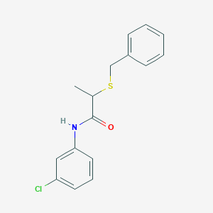 molecular formula C16H16ClNOS B5099300 2-(benzylthio)-N-(3-chlorophenyl)propanamide 