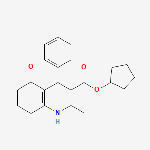 molecular formula C22H25NO3 B5099640 Cyclopentyl 2-methyl-5-oxo-4-phenyl-1,4,5,6,7,8-hexahydroquinoline-3-carboxylate 