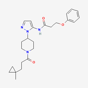 molecular formula C24H32N4O3 B5099719 N-[2-[1-[3-(1-methylcyclopropyl)propanoyl]piperidin-4-yl]pyrazol-3-yl]-3-phenoxypropanamide 