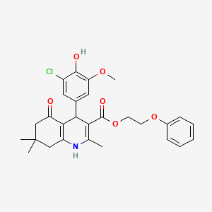 molecular formula C28H30ClNO6 B5099786 2-Phenoxyethyl 4-(3-chloro-4-hydroxy-5-methoxyphenyl)-2,7,7-trimethyl-5-oxo-1,4,5,6,7,8-hexahydroquinoline-3-carboxylate 