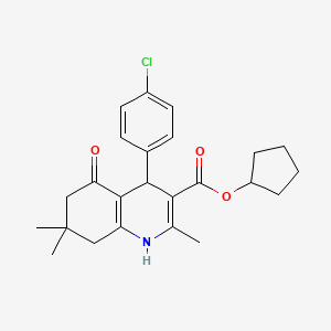 molecular formula C24H28ClNO3 B5100010 Cyclopentyl 4-(4-chlorophenyl)-2,7,7-trimethyl-5-oxo-1,4,5,6,7,8-hexahydroquinoline-3-carboxylate 