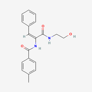 molecular formula C19H20N2O3 B5100020 N-[(E)-3-(2-hydroxyethylamino)-3-oxo-1-phenylprop-1-en-2-yl]-4-methylbenzamide 