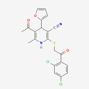 molecular formula C21H16Cl2N2O3S B5100114 5-acetyl-2-[2-(2,4-dichlorophenyl)-2-oxoethyl]sulfanyl-4-(furan-2-yl)-6-methyl-1,4-dihydropyridine-3-carbonitrile 