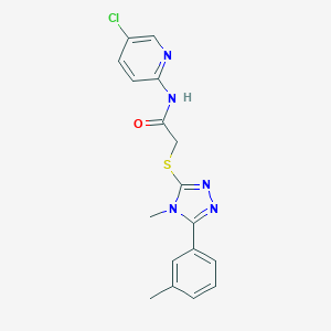 molecular formula C17H16ClN5OS B510025 N-(5-chloropyridin-2-yl)-2-[[4-methyl-5-(3-methylphenyl)-1,2,4-triazol-3-yl]sulfanyl]acetamide CAS No. 745029-20-3